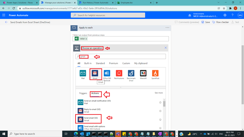 Send Emails from Excel Sheet (OneDrive) in Power Automate